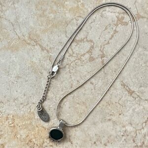 Danforth Pewter Sterling Silver Green Stone Pendant Necklace